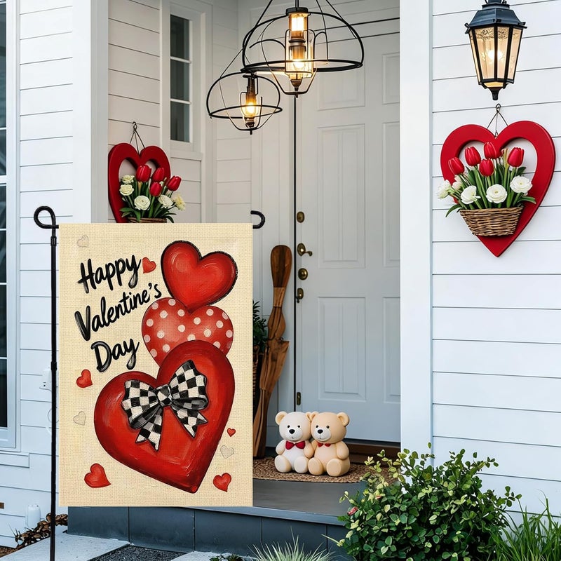Agroon Valentines Day Garden Flag 12x18 Inch Love Heart Double Sided Flag for Anniversary Wedding Yard Outdoor Decoration - Image 2